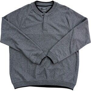 Alfani Mens Medium Gray Henley Sweatshirt Pullover Casual Crew Neck